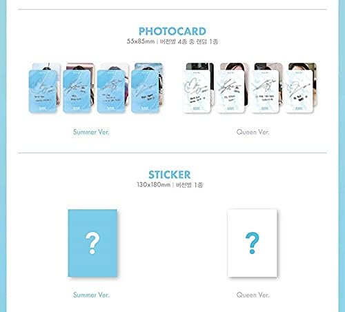 אלבום מיני אמיץ של K-Pop אלבום מיני [קווין קווין] המלכה ור. CD+פוסטר מקופל+84p p.book+Photocard+גלויה+מדבקה